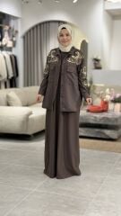 YAQA ÇELİK ÖRME KOLSUZ ELBİSE KAHVE