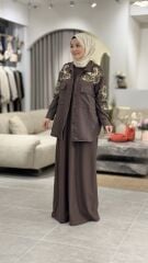 YAQA ÇELİK ÖRME KOLSUZ ELBİSE KAHVE