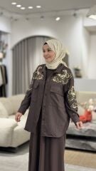 YAQA ÇELİK ÖRME KOLSUZ ELBİSE KAHVE