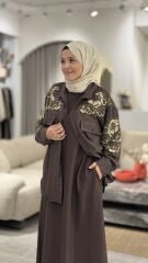 YAQA ÇELİK ÖRME KOLSUZ ELBİSE KAHVE