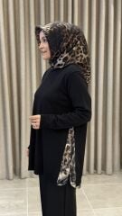 TIĞ TRİKO MERSERİZE GÖMLEK DETAYLI TUNİK SİYAH