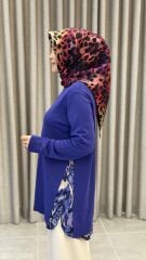 TIĞ TRİKO MERSERİZE GÖMLEK DETAYLI TUNİK MOR