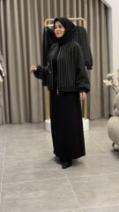 YAQA ASTARLI ÇİZGİLİ BOMBER CEKET