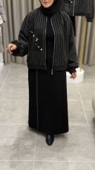 YAQA ASTARLI ÇİZGİLİ BOMBER CEKET