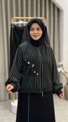 YAQA ASTARLI ÇİZGİLİ BOMBER CEKET