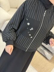 YAQA ASTARLI ÇİZGİLİ BOMBER CEKET