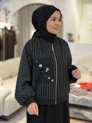 YAQA ASTARLI ÇİZGİLİ BOMBER CEKET