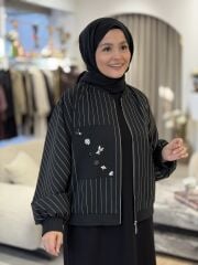 YAQA ASTARLI ÇİZGİLİ BOMBER CEKET