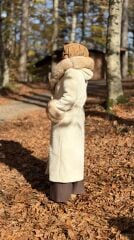 YAQA HAKİKİ TİLKİ KÜRK KABAN EKRU