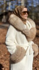 YAQA HAKİKİ TİLKİ KÜRK KABAN EKRU