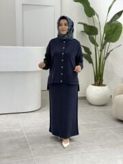 TIĞ TRİKO OYSHO KUMAŞ ETEKLİ TAKIM LACİVERT