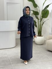 TIĞ TRİKO OYSHO KUMAŞ ETEKLİ TAKIM LACİVERT