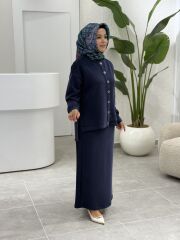 TIĞ TRİKO OYSHO KUMAŞ ETEKLİ TAKIM LACİVERT