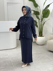 TIĞ TRİKO OYSHO KUMAŞ ETEKLİ TAKIM LACİVERT