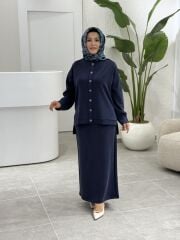 TIĞ TRİKO OYSHO KUMAŞ ETEKLİ TAKIM LACİVERT