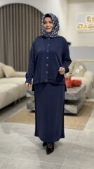 TIĞ TRİKO OYSHO KUMAŞ ETEKLİ TAKIM LACİVERT