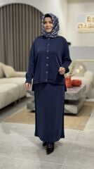 TIĞ TRİKO OYSHO KUMAŞ ETEKLİ TAKIM LACİVERT