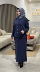 TIĞ TRİKO OYSHO KUMAŞ ETEKLİ TAKIM LACİVERT