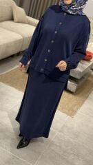 TIĞ TRİKO OYSHO KUMAŞ ETEKLİ TAKIM LACİVERT