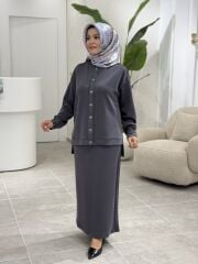 TIĞ TRİKO OYSHO KUMAŞ ETEKLİ TAKIM GRİ