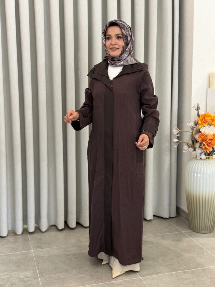 ARMİNE TREND PARAŞÜT KUMAŞ DETAYLI GİY-ÇIK KAHVERENGİ