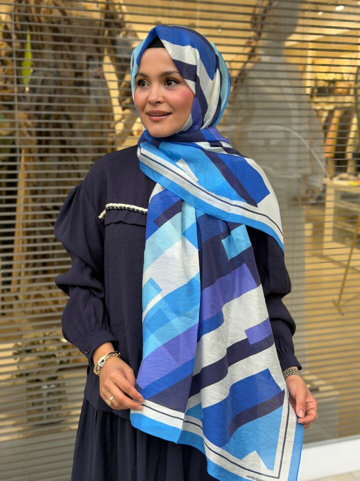 BENETTON VİSCON ŞAL KOLEKSİYONU MAVİ