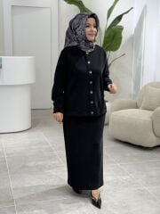 TIĞ TRİKO OYSHO KUMAŞ ETEKLİ TAKIM SİYAH