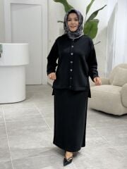 TIĞ TRİKO OYSHO KUMAŞ ETEKLİ TAKIM SİYAH