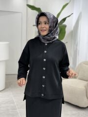 TIĞ TRİKO OYSHO KUMAŞ ETEKLİ TAKIM SİYAH