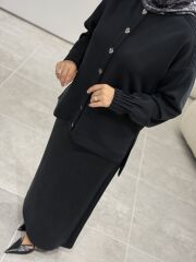 TIĞ TRİKO OYSHO KUMAŞ ETEKLİ TAKIM SİYAH