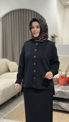 TIĞ TRİKO OYSHO KUMAŞ ETEKLİ TAKIM SİYAH