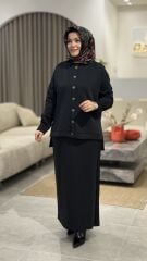 TIĞ TRİKO OYSHO KUMAŞ ETEKLİ TAKIM SİYAH