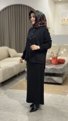 TIĞ TRİKO OYSHO KUMAŞ ETEKLİ TAKIM SİYAH