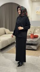 TIĞ TRİKO OYSHO KUMAŞ ETEKLİ TAKIM SİYAH