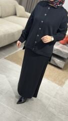 TIĞ TRİKO OYSHO KUMAŞ ETEKLİ TAKIM SİYAH