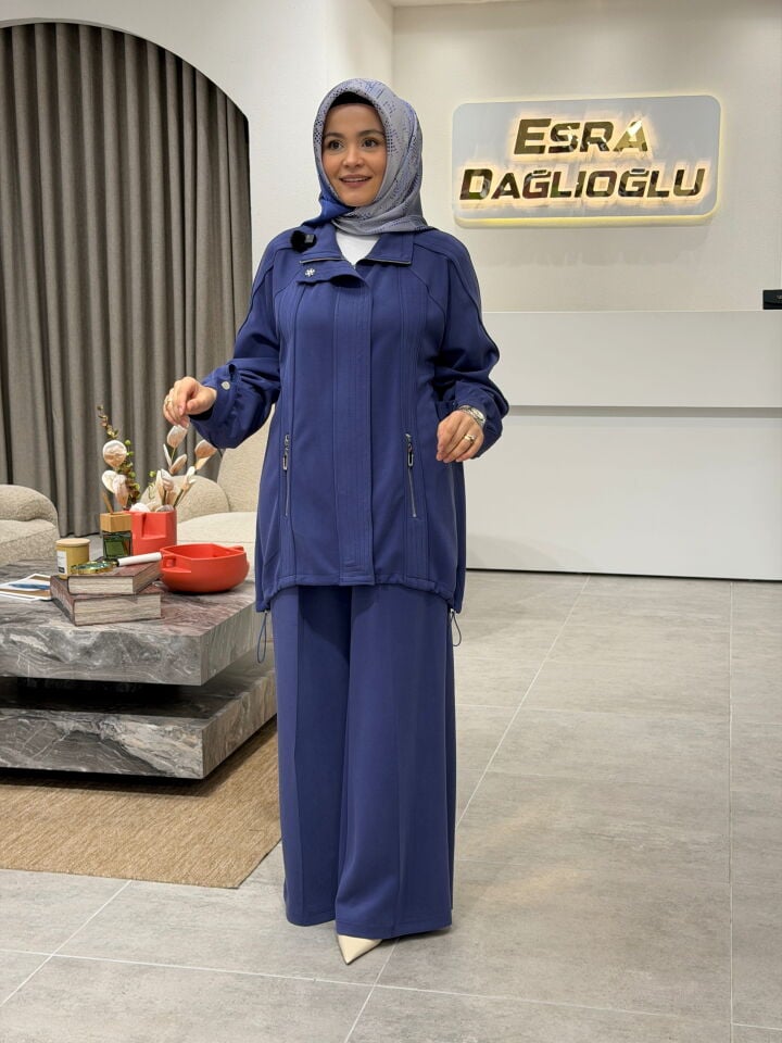 TIĞ TRİKO SPOR DİKİŞ DETAYLI TAKIM LACİVERT