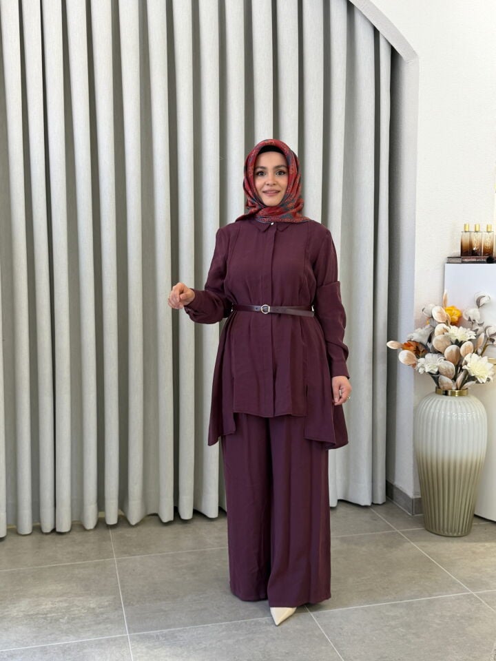 AVENNA PAMUK TENCEL PANTALONLU TAKIM BORDO