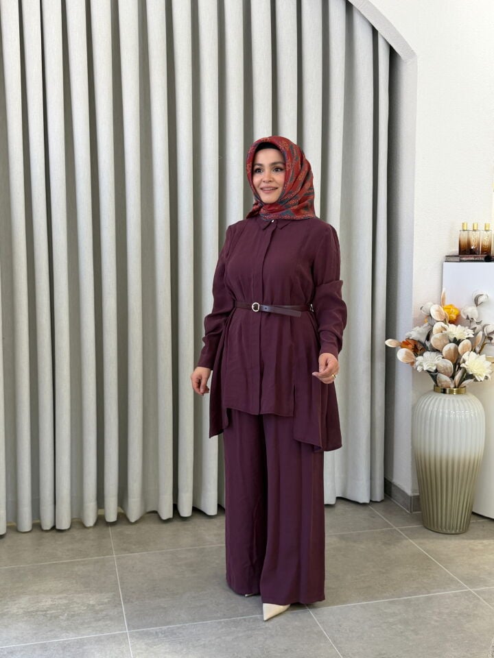 AVENNA PAMUK TENCEL PANTALONLU TAKIM BORDO