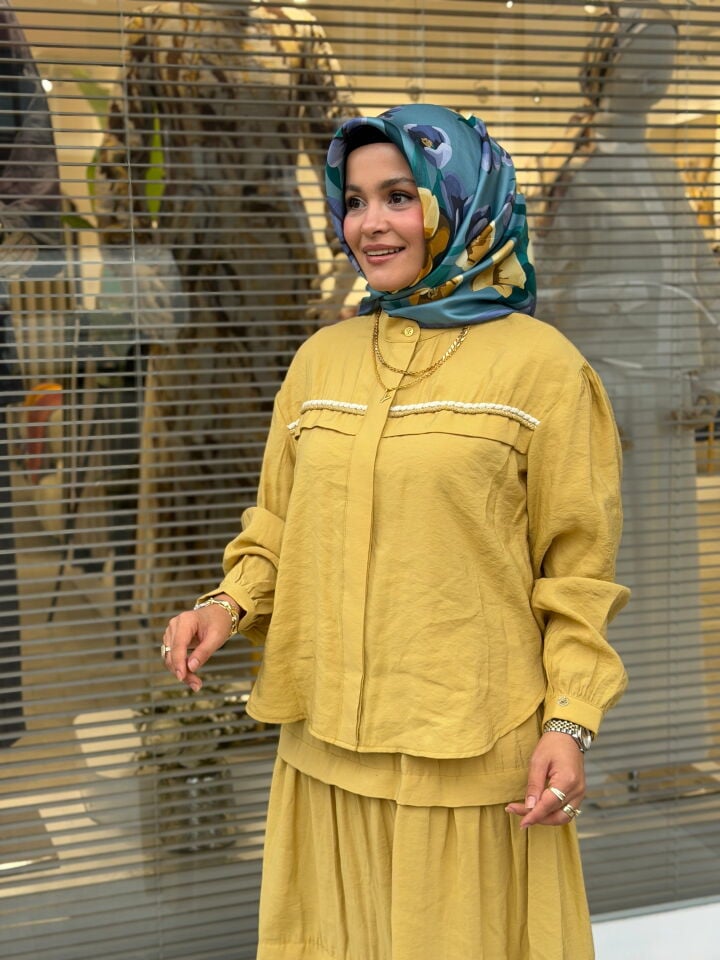 ARMİNE TREND TENCEL ETEKLİ TAKIM HARDAL
