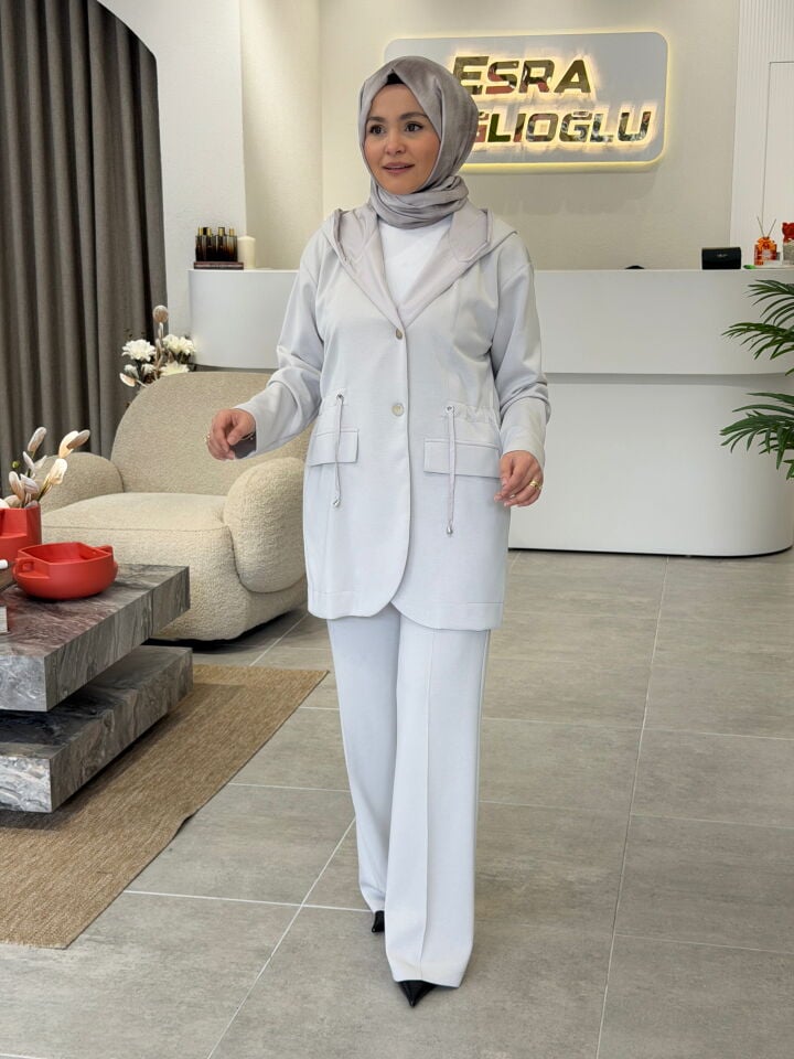 TIĞ TRİKO PARAŞÜT KUMAŞ PANTOLONLU TAKIM TAŞ