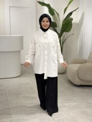 YAQA TASARIM OVERSİZE GÖMLEK BEYAZ