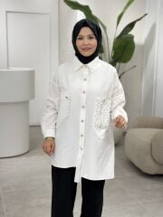 YAQA TASARIM OVERSİZE GÖMLEK BEYAZ