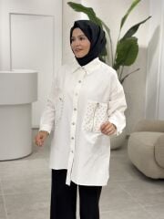 YAQA TASARIM OVERSİZE GÖMLEK BEYAZ