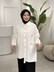 YAQA TASARIM OVERSİZE GÖMLEK BEYAZ