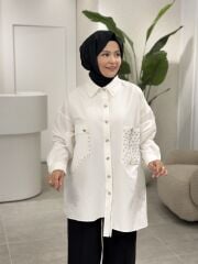 YAQA TASARIM OVERSİZE GÖMLEK BEYAZ