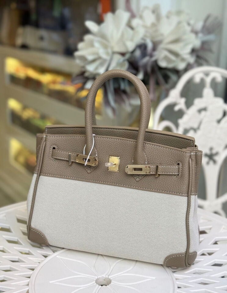 LEVİDOR KANVAS İTHAL DERİ ÇANTA KOYU HAKİ