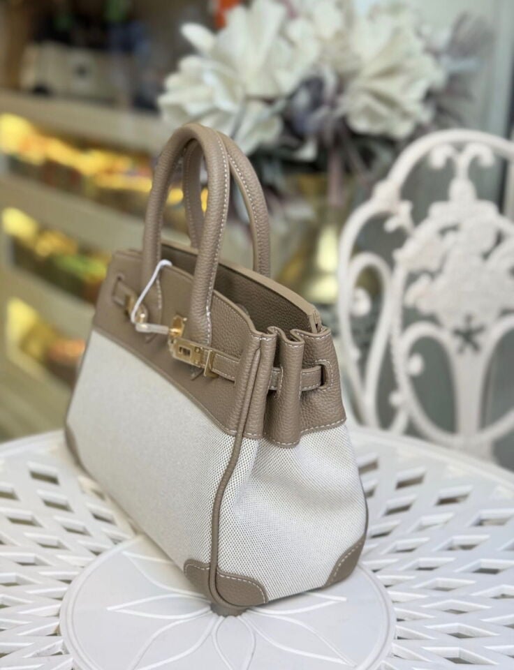 LEVİDOR KANVAS İTHAL DERİ ÇANTA KOYU HAKİ