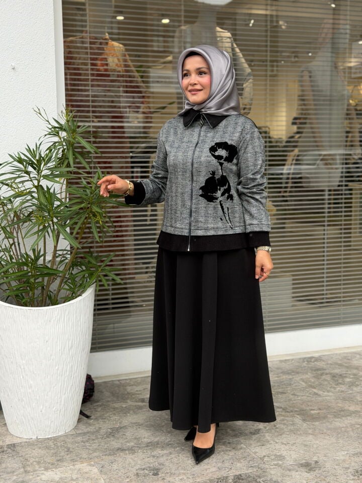 AVENNA CEKETLİ ETEKLİ TAKIM SİYAH