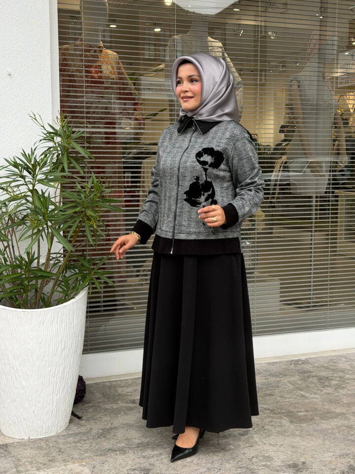 AVENNA CEKETLİ ETEKLİ TAKIM SİYAH