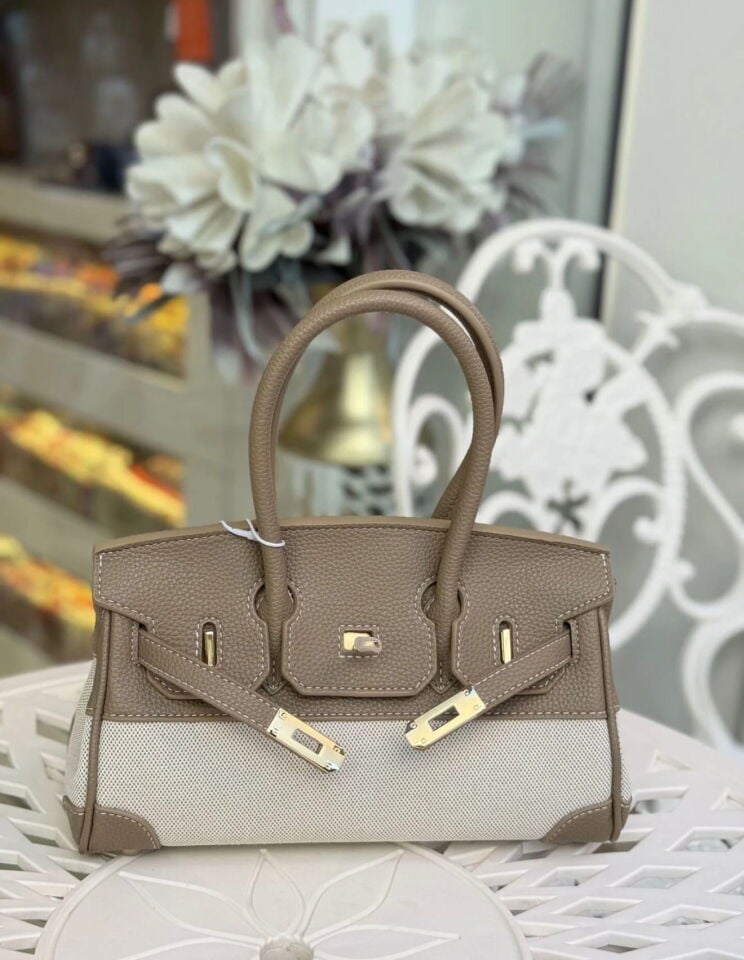 LEVİDOR KANVAS İTHAL DERİ ÇANTA KOYU HAKİ